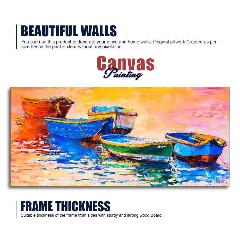 Colorful Boats in Canvas Wall Painting - Image 6