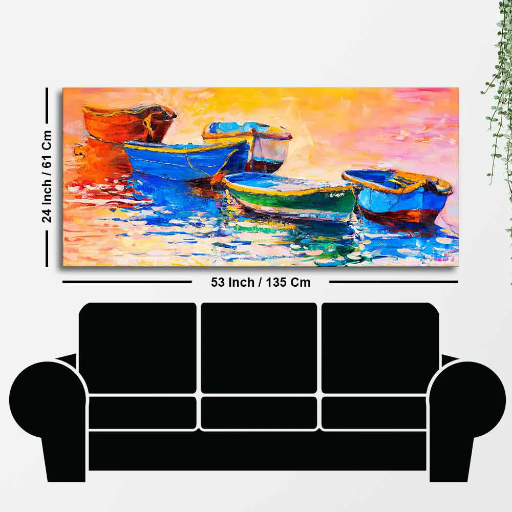 Colorful Boats in Canvas Wall Painting - Image 7