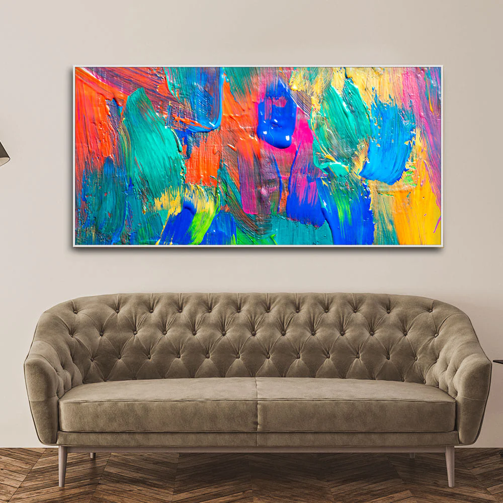 Colorful Brush Strokes Abstract Art Canvas Wall Painting - Image 3