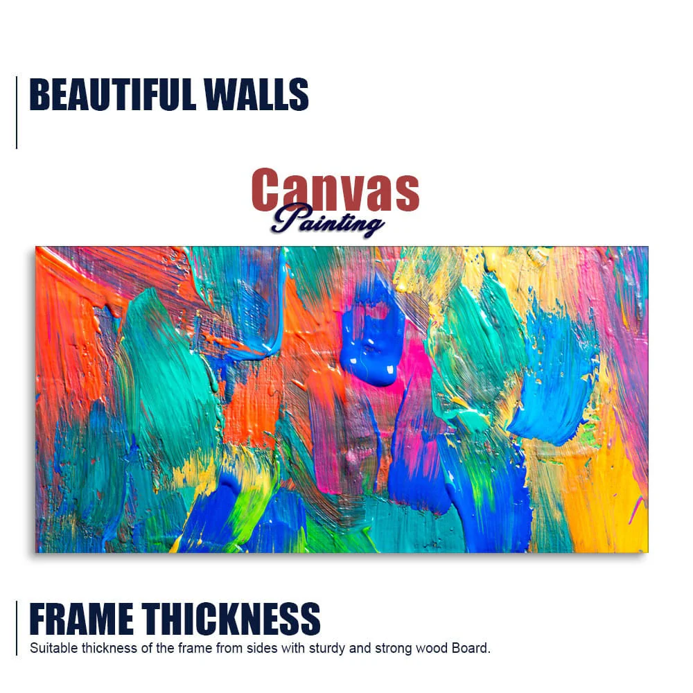 Colorful Brush Strokes Abstract Art Canvas Wall Painting - Image 6