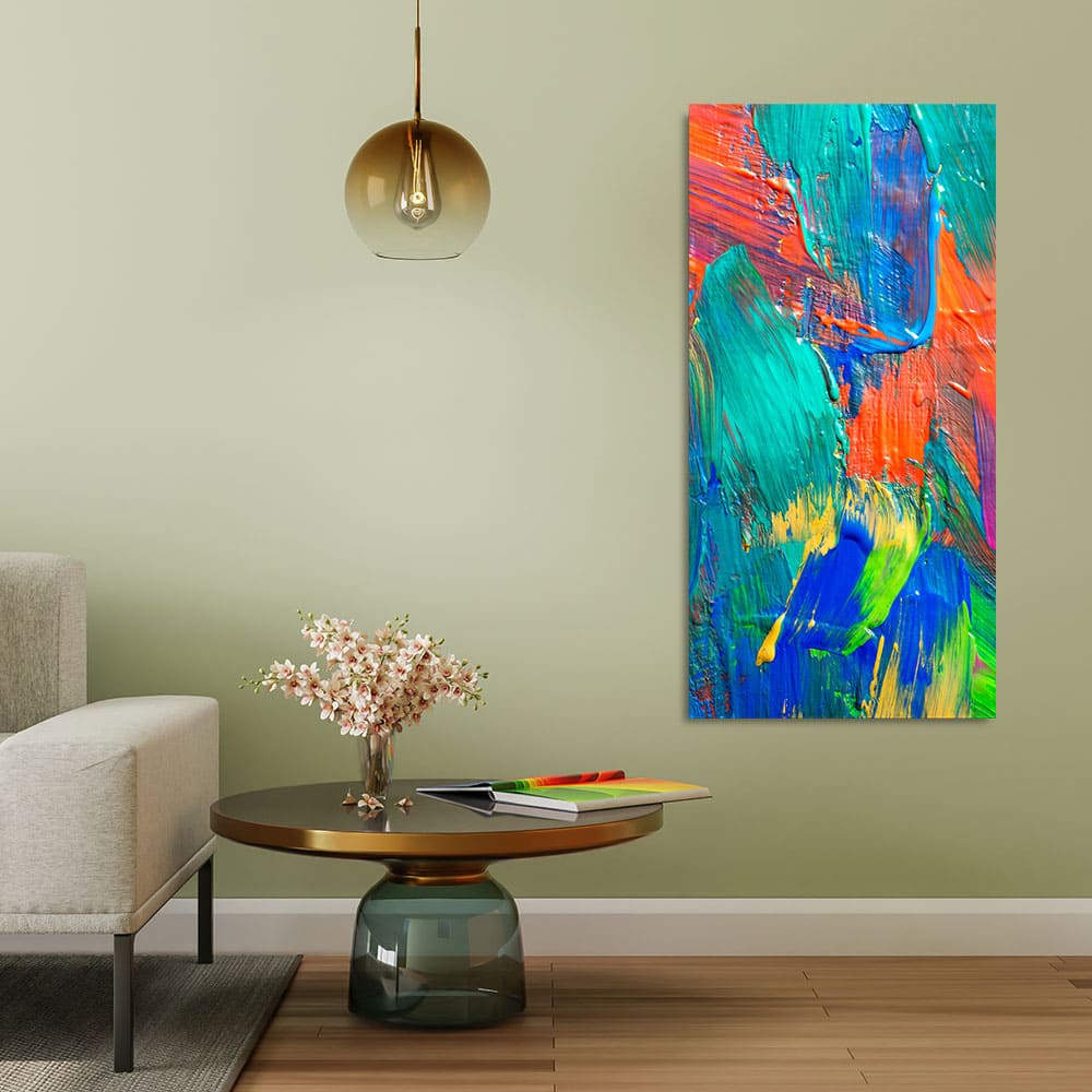 Colorful Brush Strokes Abstract Art Premium Canvas Wall Painting - Image 2