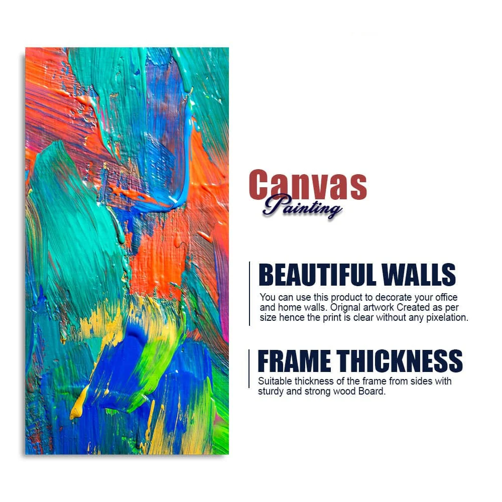 Colorful Brush Strokes Abstract Art Premium Canvas Wall Painting - Image 6