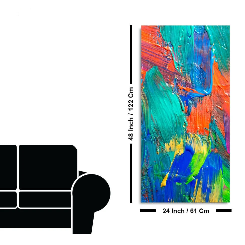 Colorful Brush Strokes Abstract Art Premium Canvas Wall Painting - Image 7