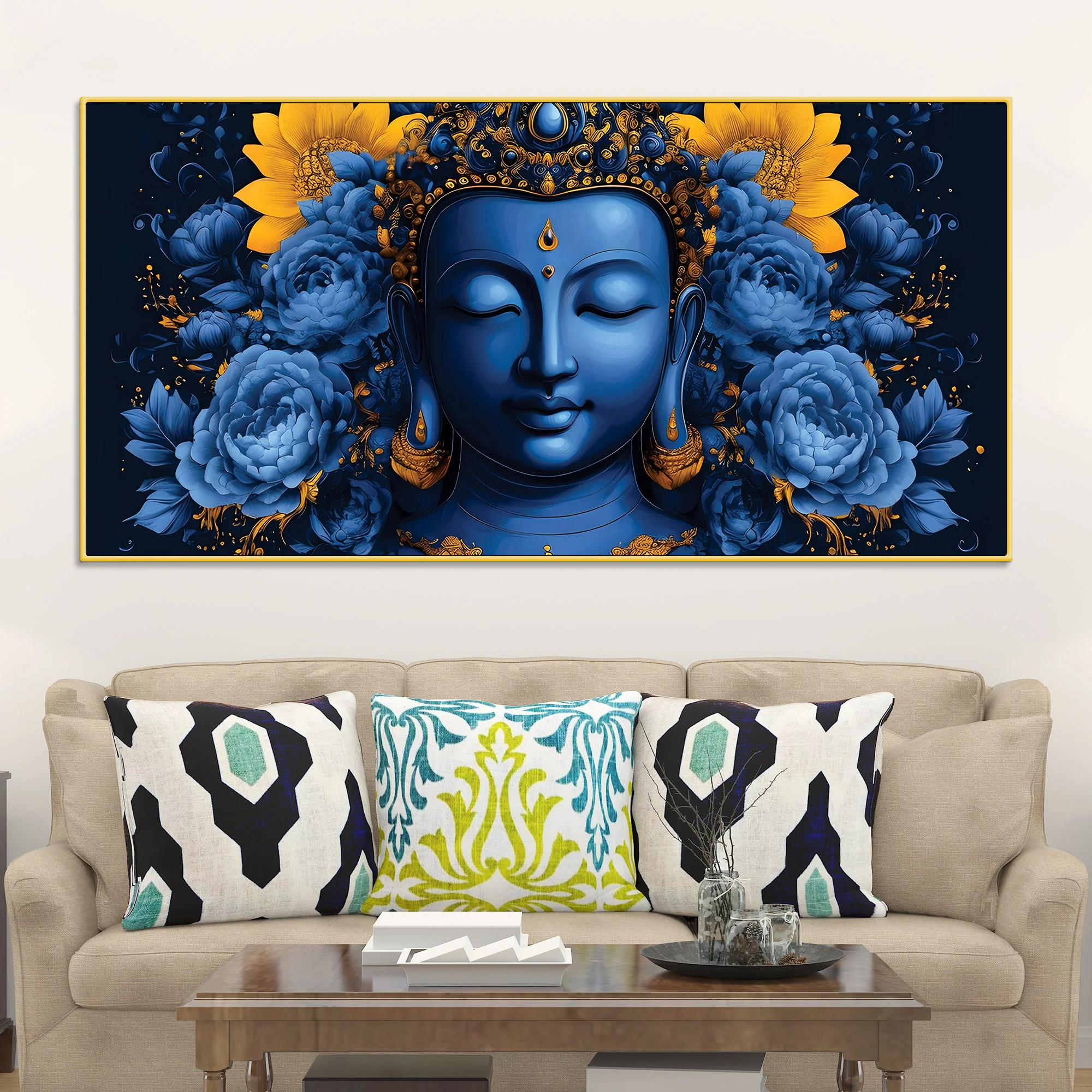 Colorful Buddha Floral Painting – Wall Art - Image 2