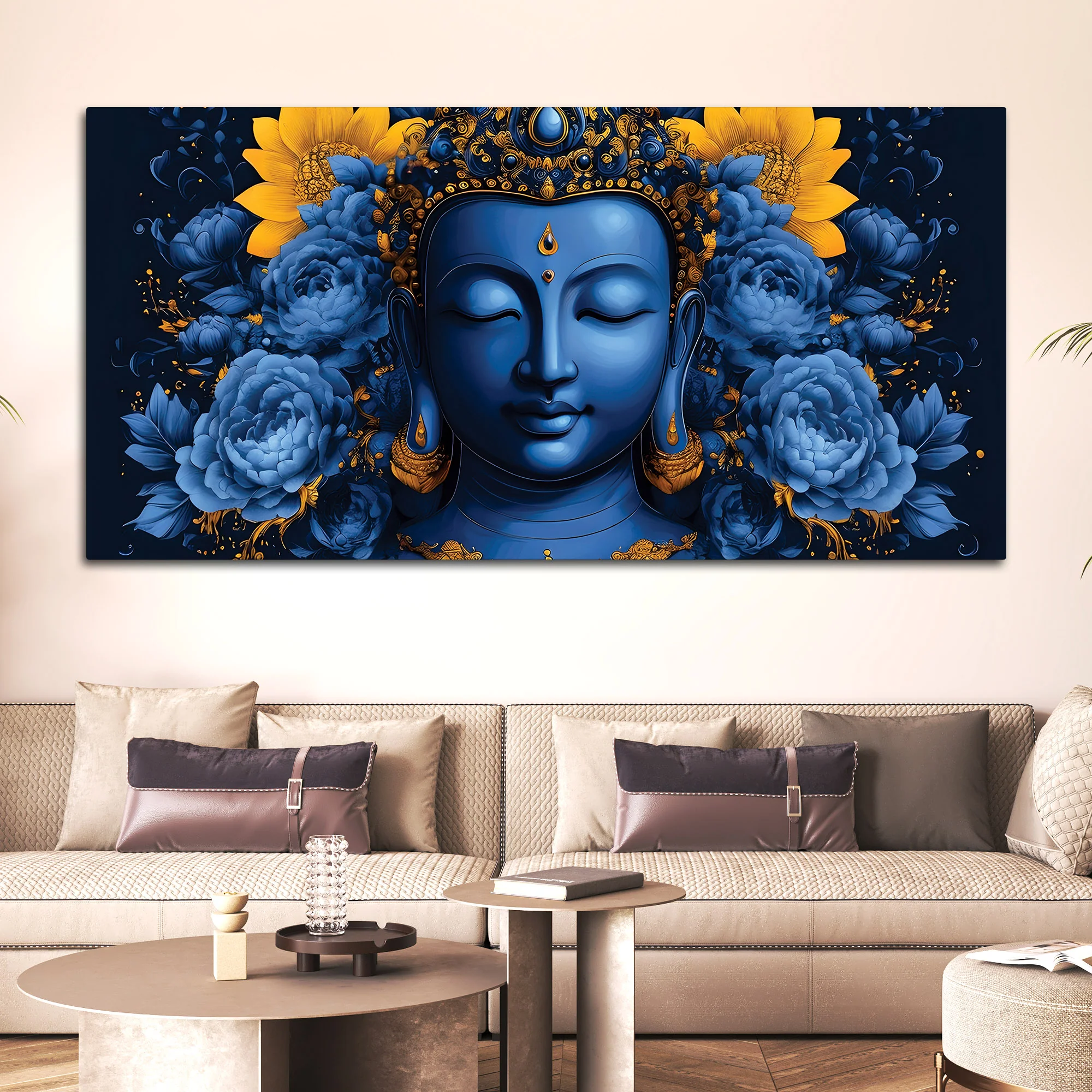 Colorful Buddha Floral Painting – Wall Art - Image 3