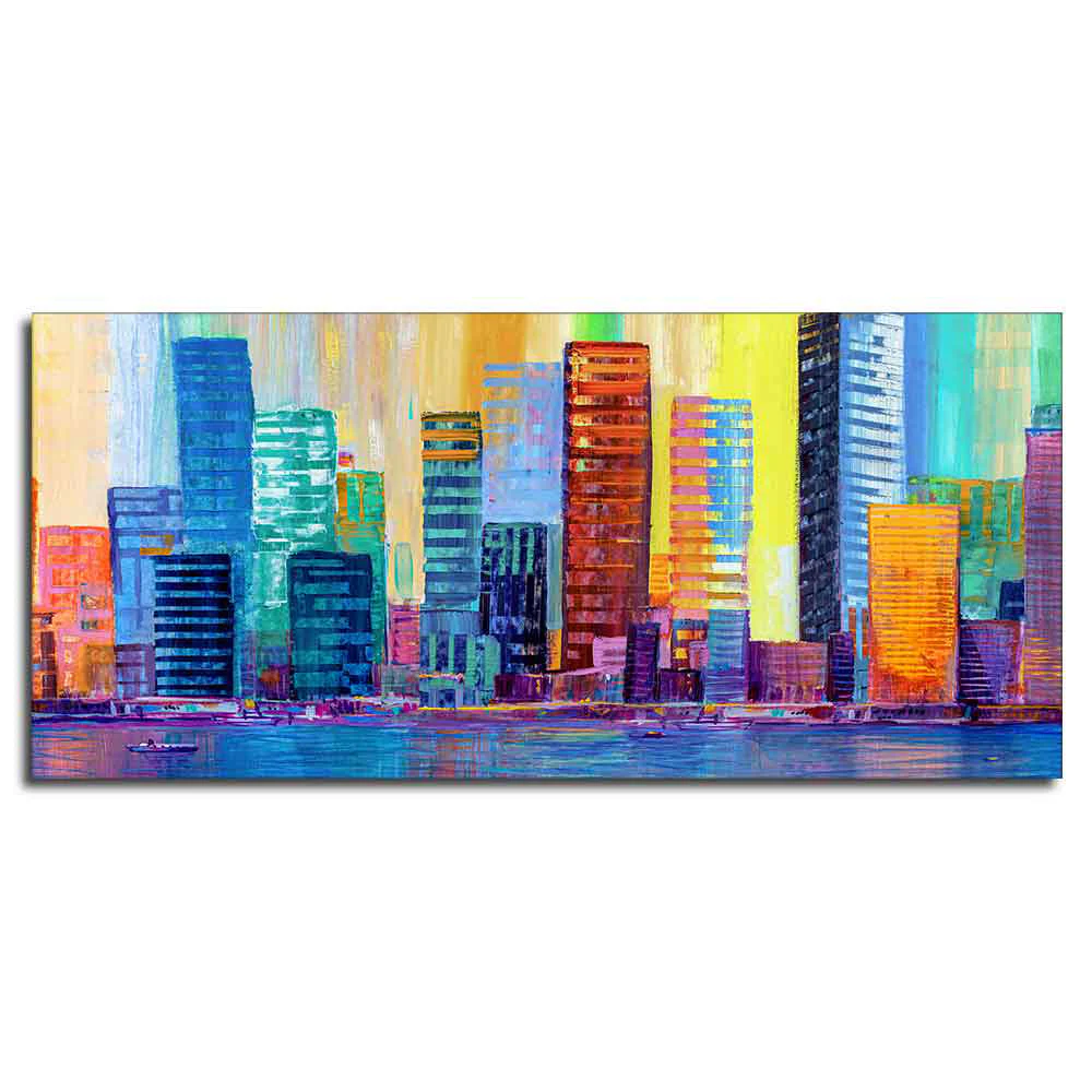 Colorful City Skyline Premium Canvas Wall Painting - Image 5