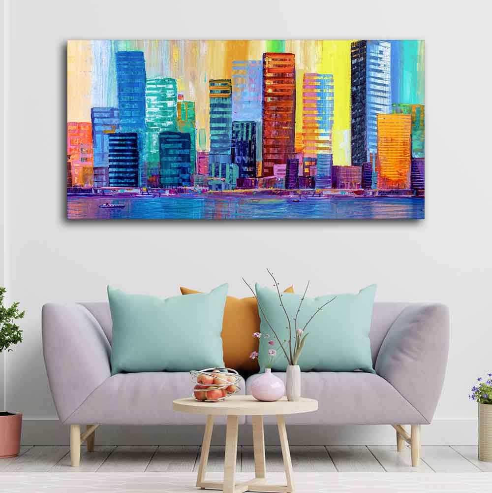 Colorful City Skyline Premium Wall Painting - Image 3