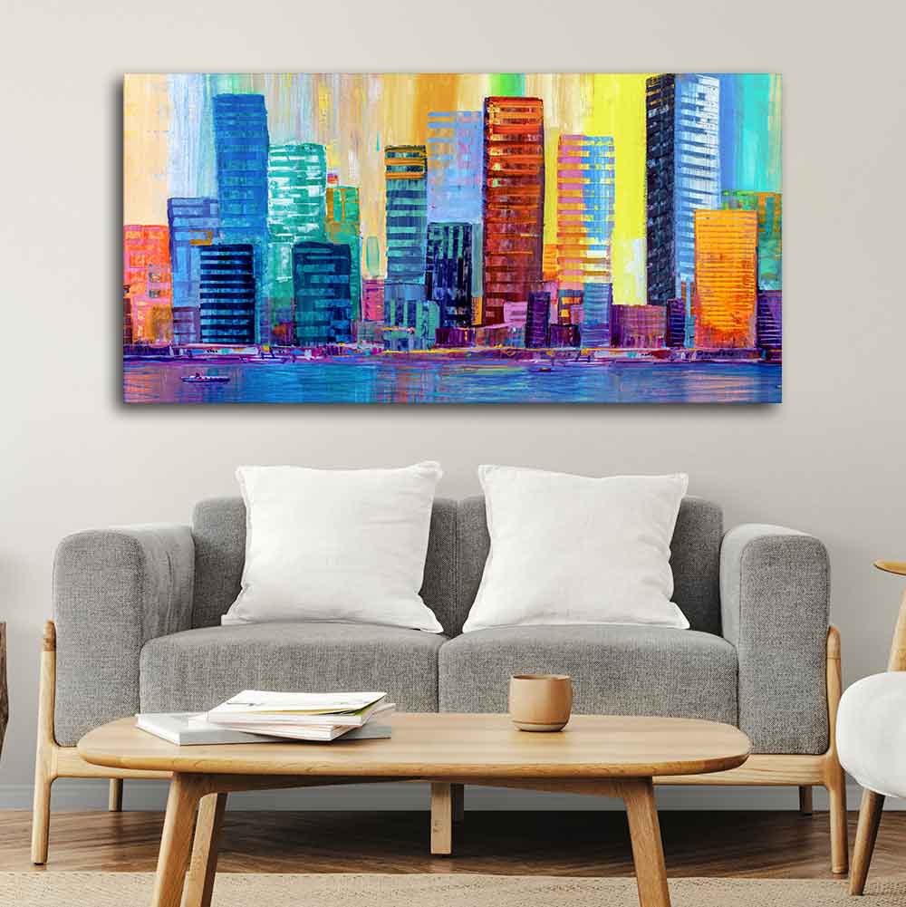 Colorful City Skyline Premium Wall Painting - Image 4