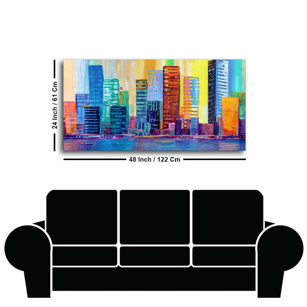 Colorful City Skyline Premium Wall Painting - Image 7