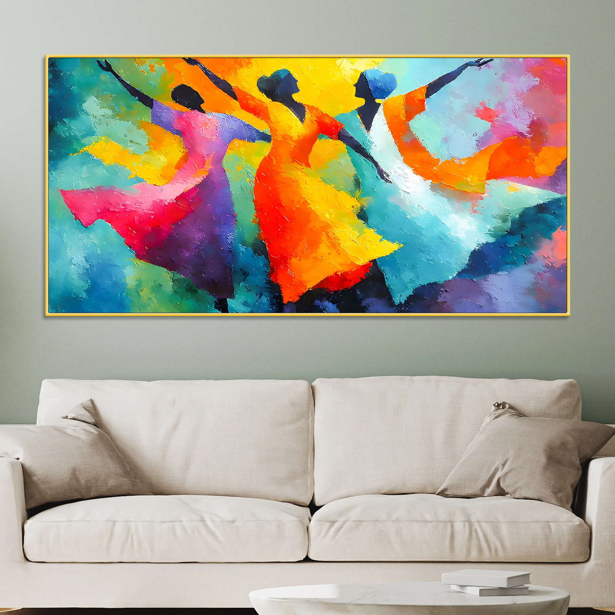 Colorful Dancing Art Canvas Wall Painting for Modern Home - Image 2