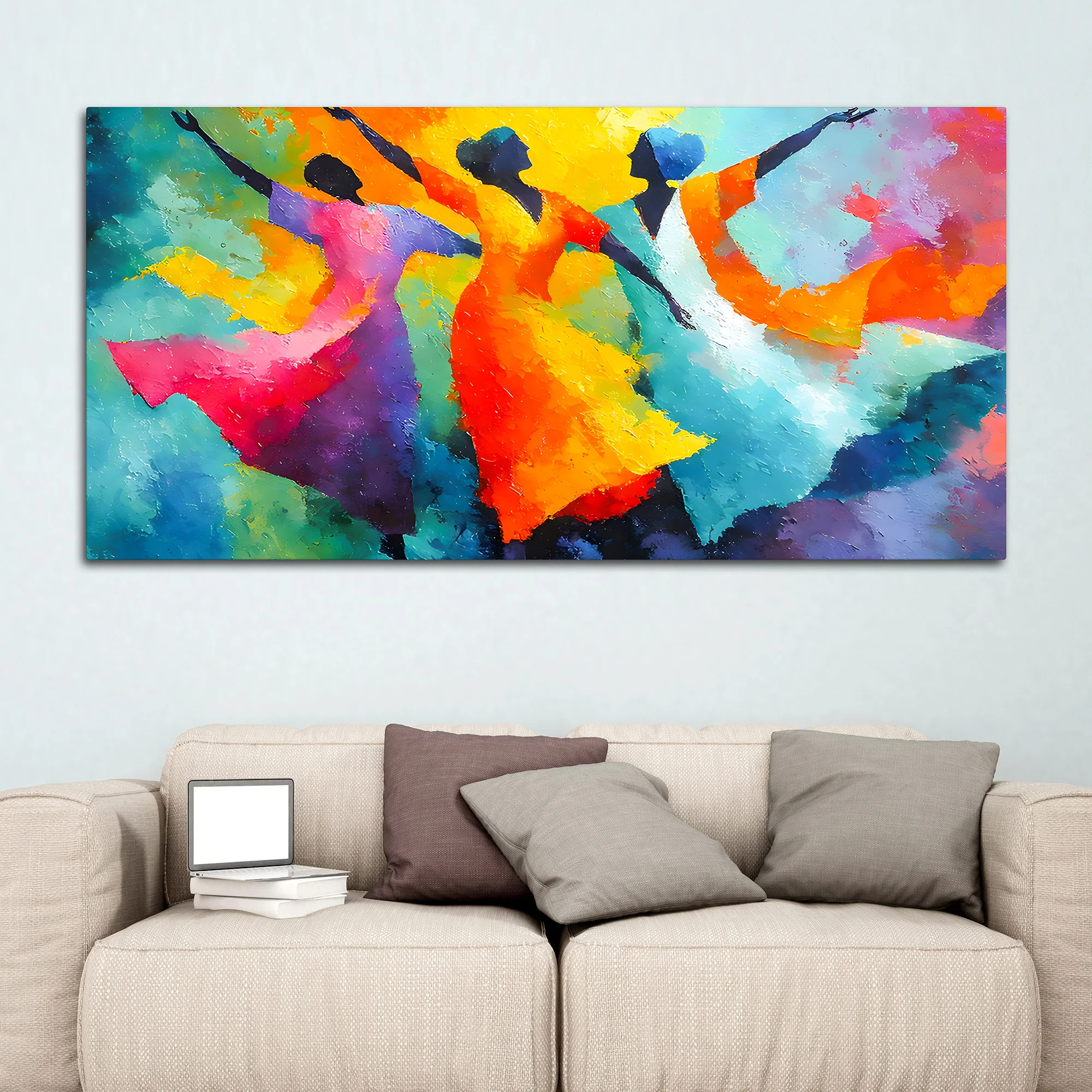 Colorful Dancing Art Canvas Wall Painting for Modern Home - Image 3
