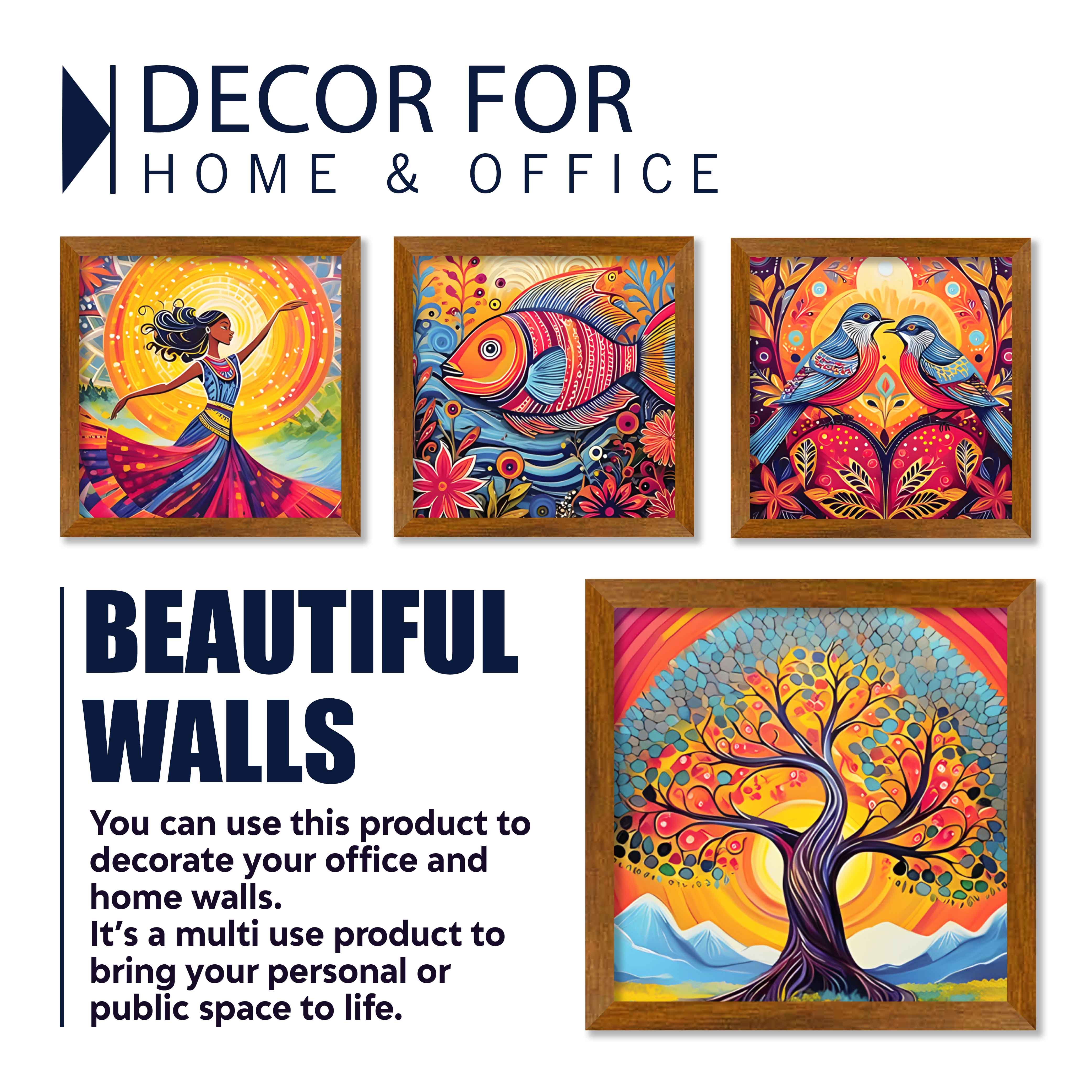 Colorful Detailed Artwork Wall Frame Set of Four - Image 4