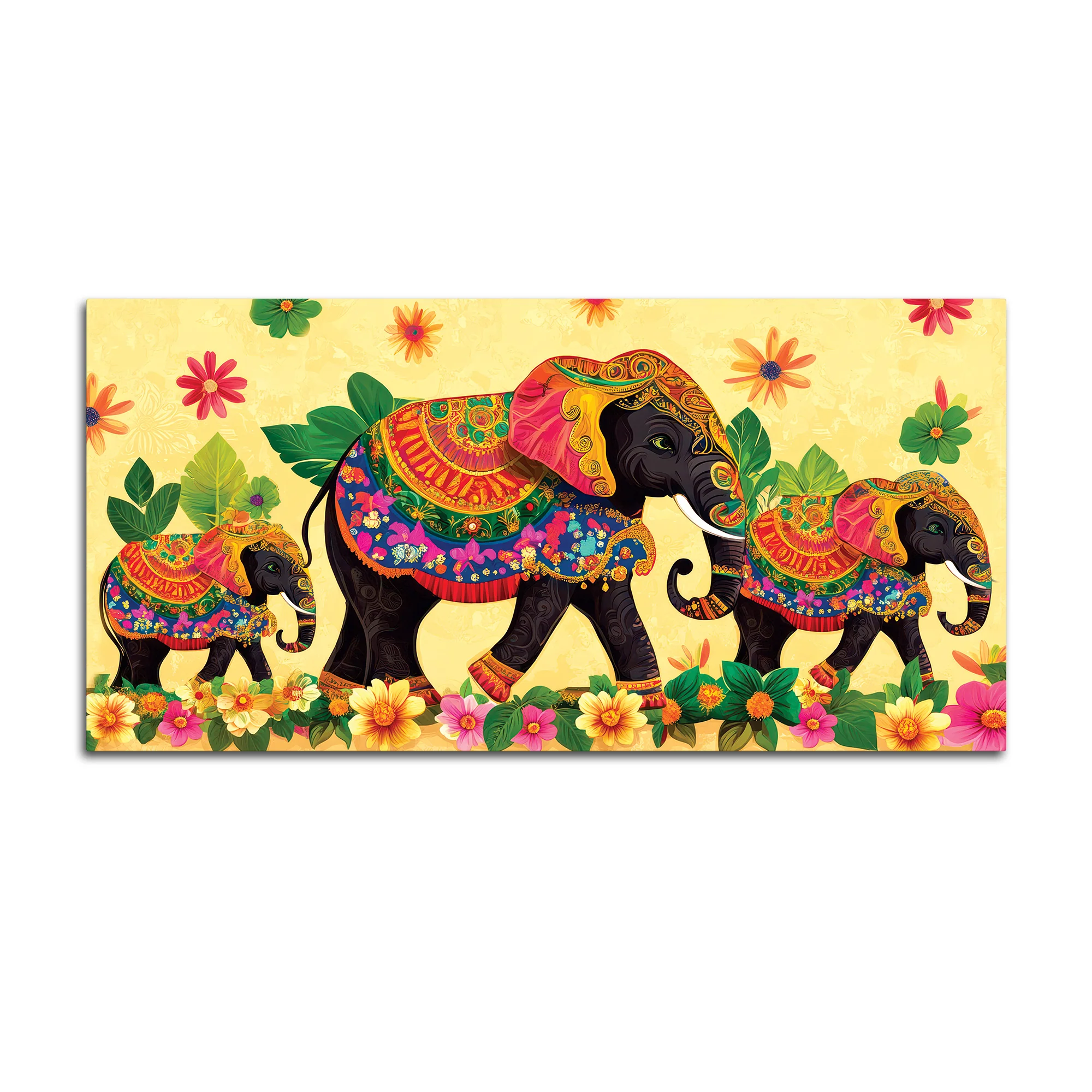 Colorful Elephant Family Premium Wall Painting - Image 7