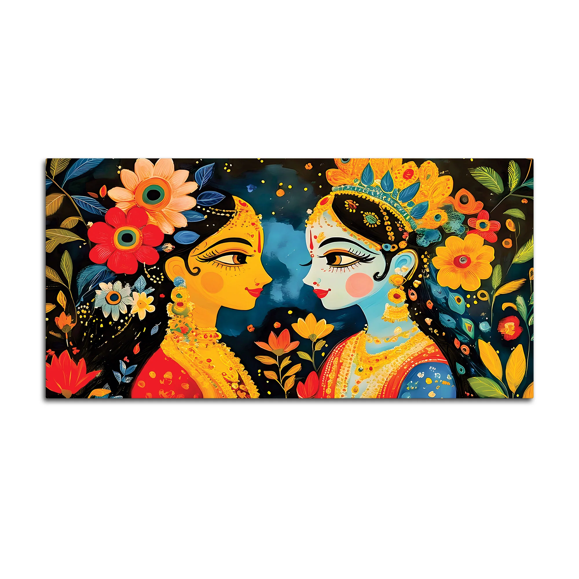 Colorful Expressive Faces Floral Theme Painting - Image 4