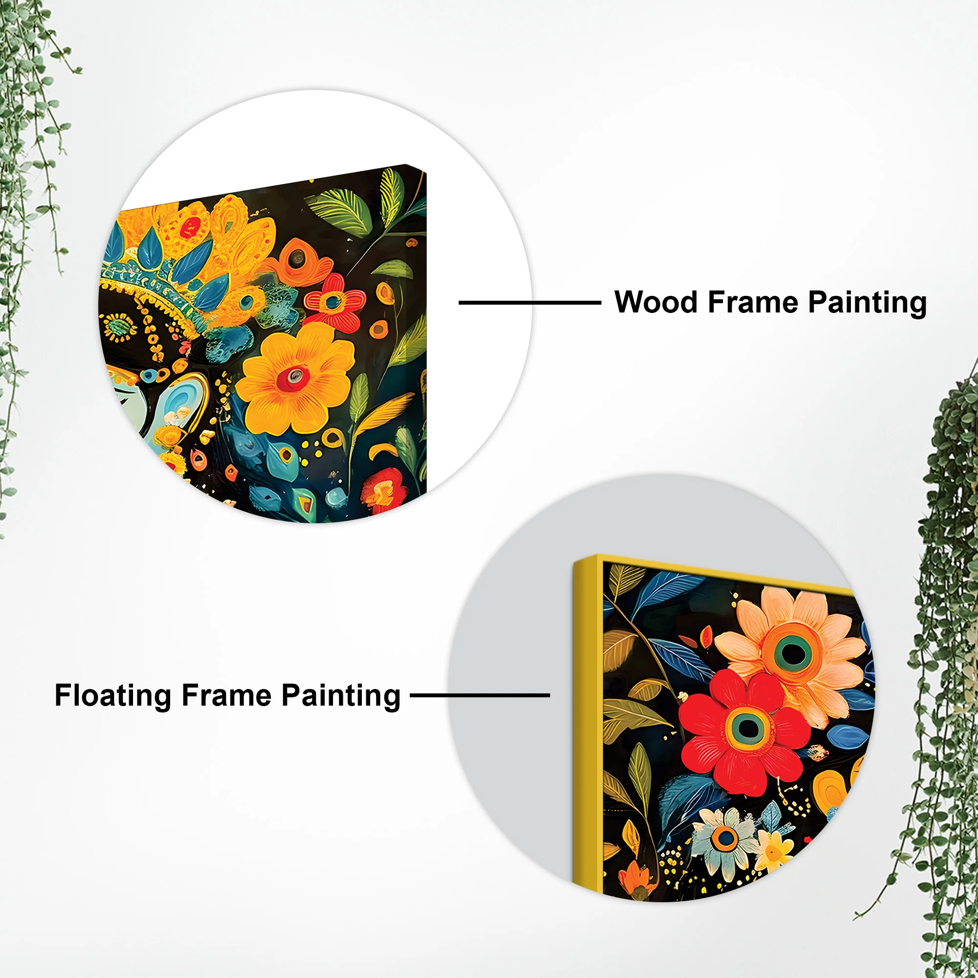 Colorful Expressive Faces Floral Theme Painting - Image 7