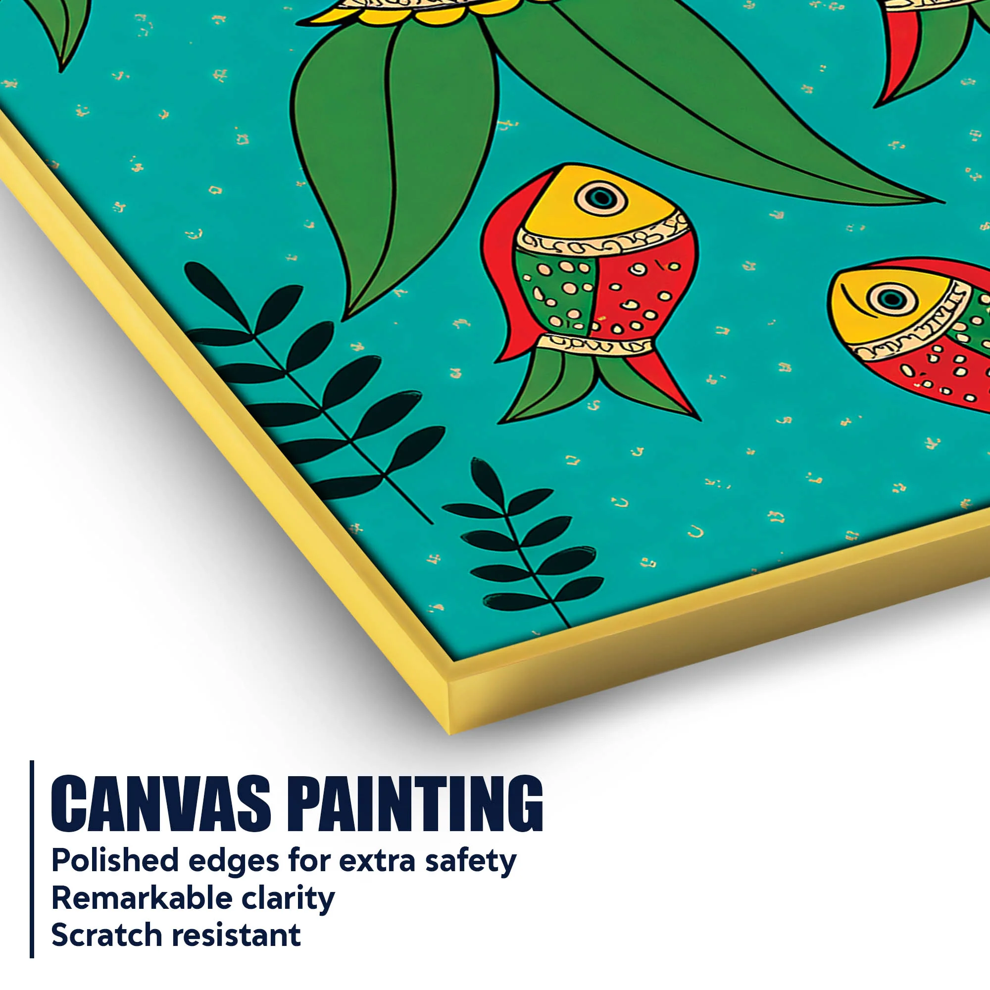 Colorful Fish Art Canvas Wall Painting | Indian Traditional Home Decor - Image 4