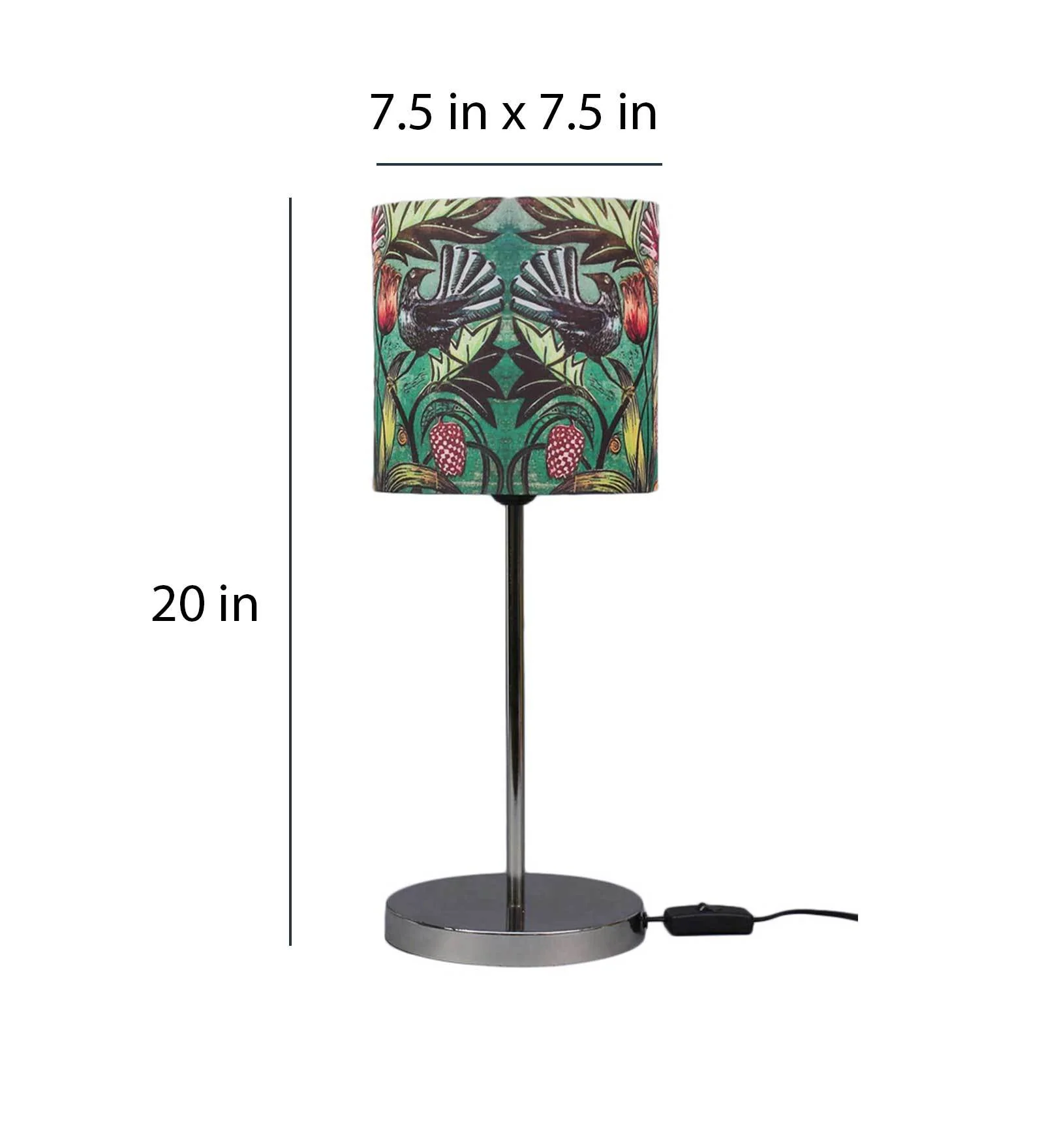 Colorful Floral Printed Art Shade Table Lamp with Silver Base - Image 6