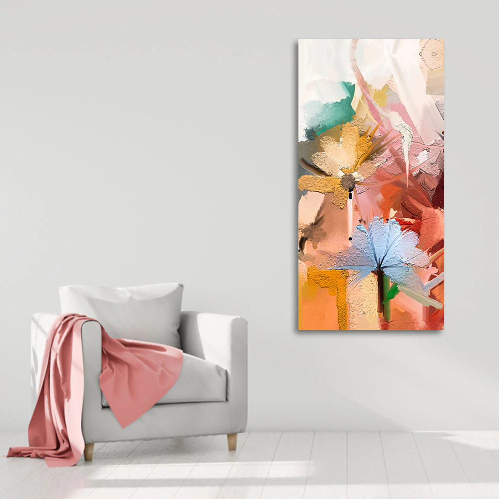Colorful Flowers Abstract art Premium Canvas Wall Painting - Image 2