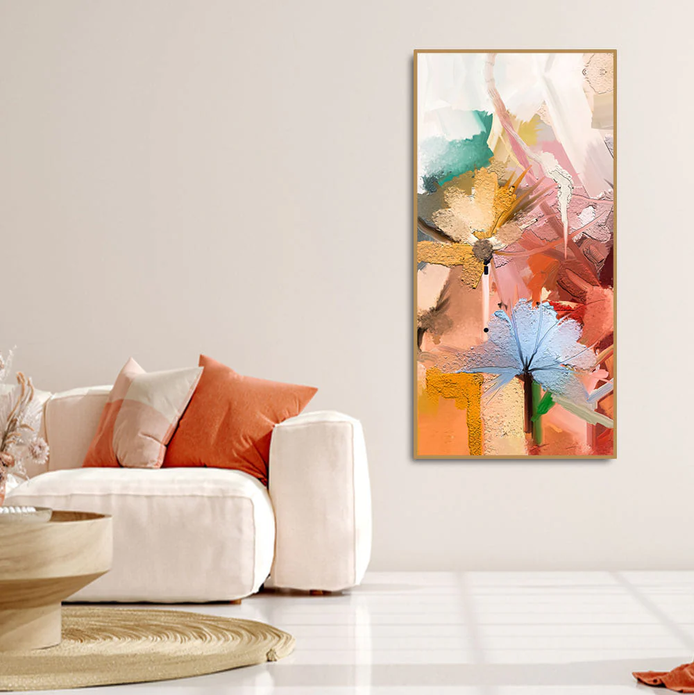 Colorful Flowers Abstract art Premium Canvas Wall Painting - Image 3