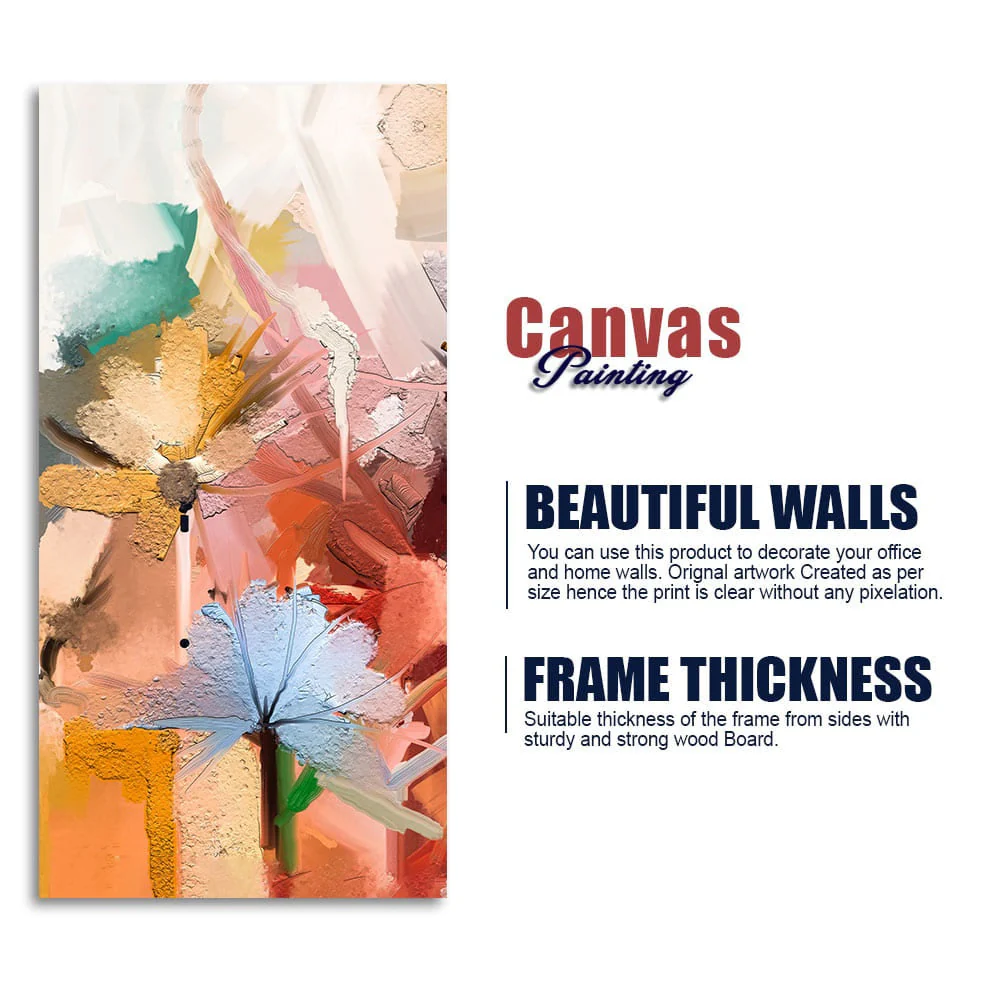 Colorful Flowers Abstract art Premium Canvas Wall Painting - Image 6