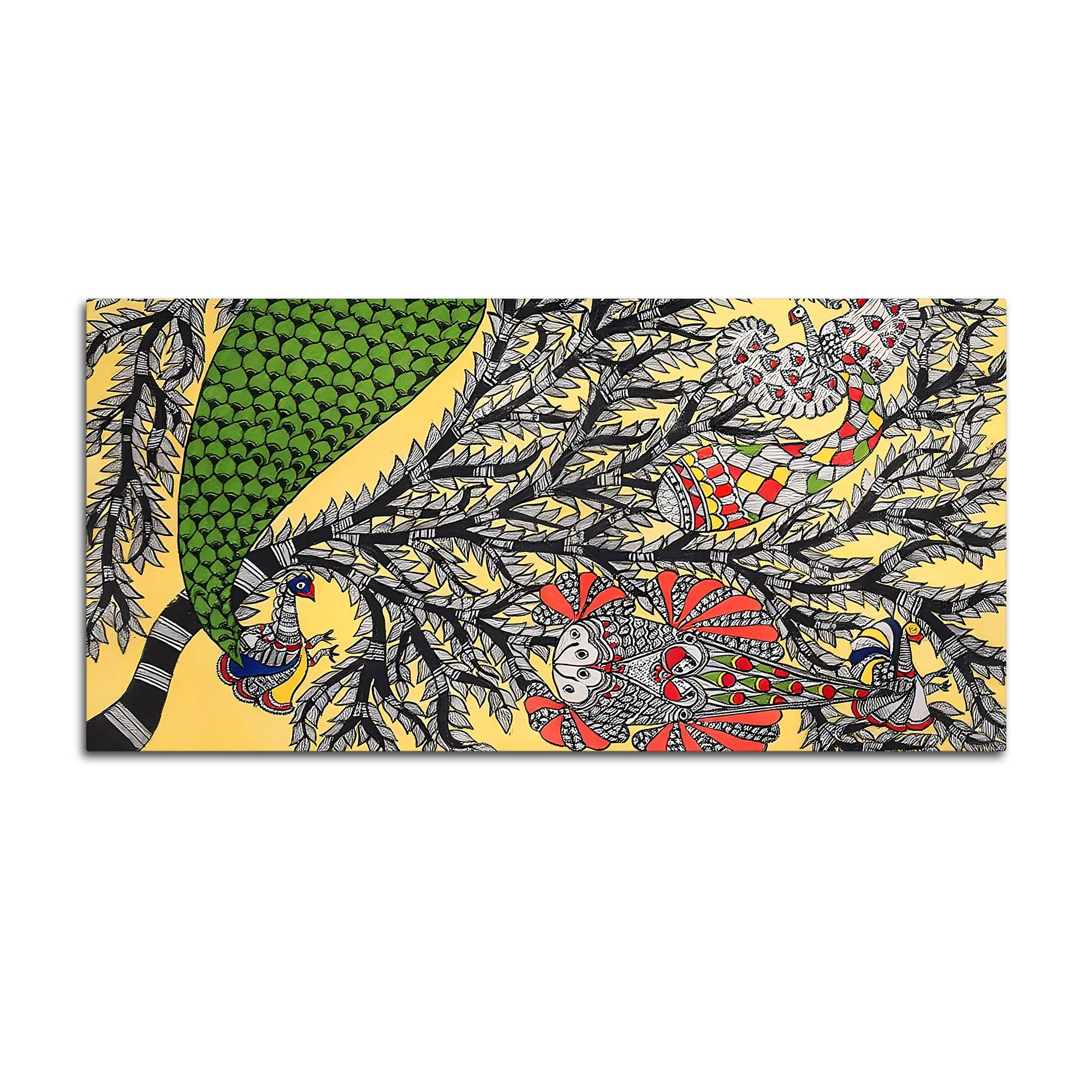 Colorful Indian Madhubani Canvas Wall Painting - Image 4