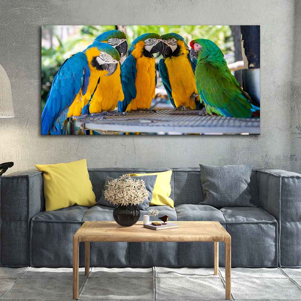 Colorful Mascaw Parrots Canvas Wall Painting - Image 2