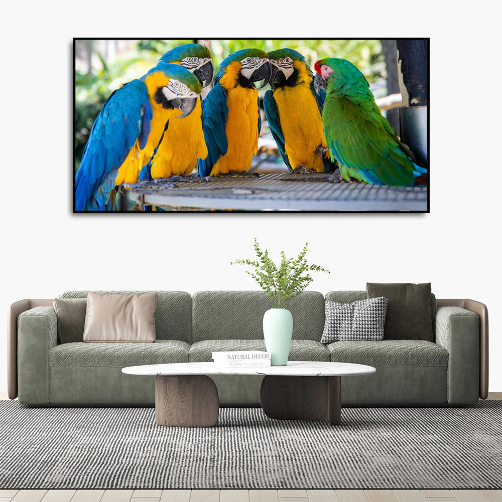 Colorful Mascaw Parrots Canvas Wall Painting - Image 3