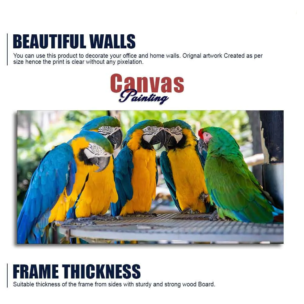 Colorful Mascaw Parrots Canvas Wall Painting - Image 6