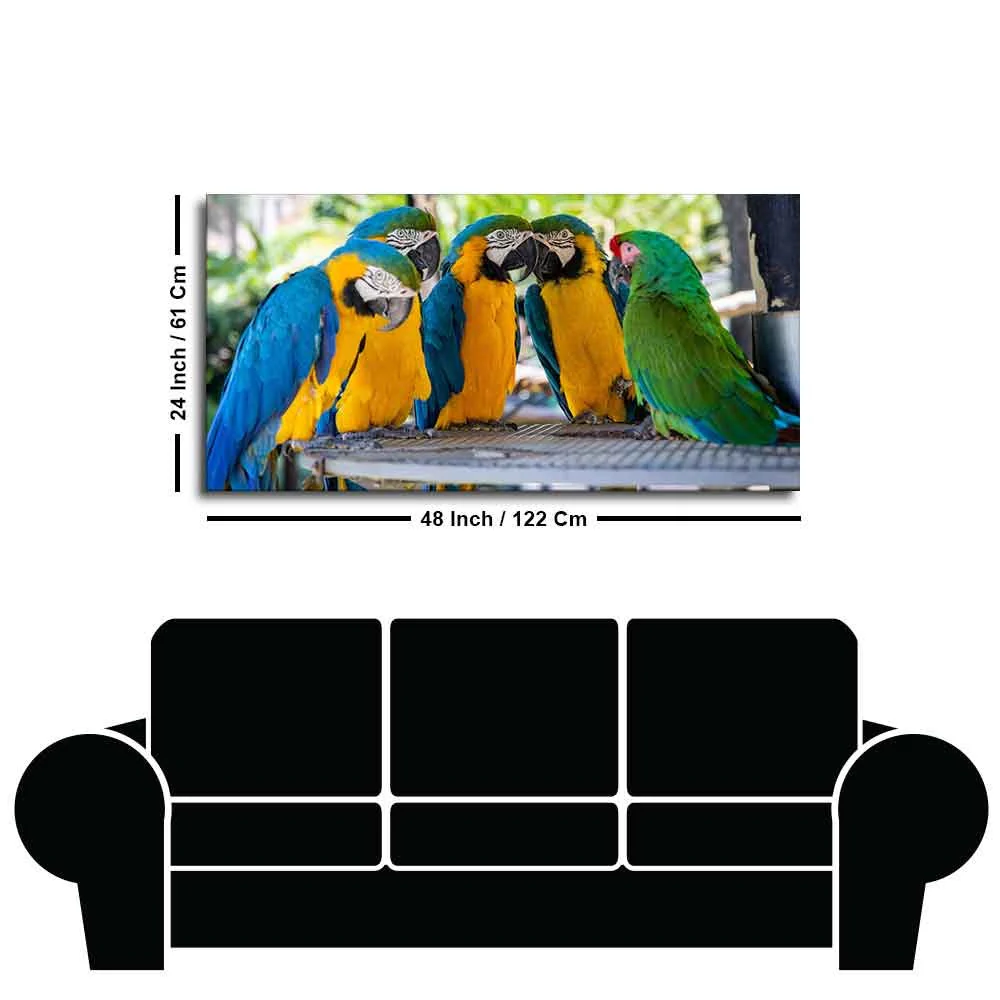 Colorful Mascaw Parrots Canvas Wall Painting - Image 7