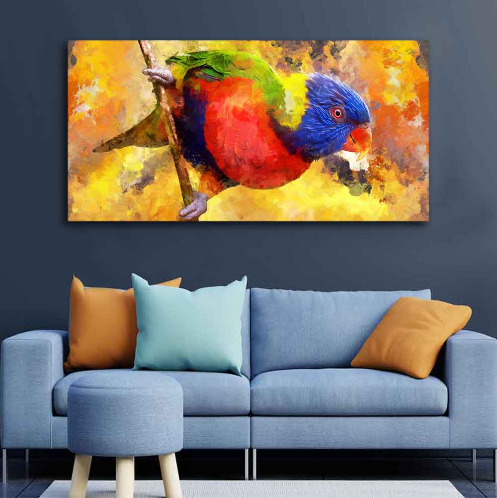 Colorful Parrot Abstract Art Wall Painting - Image 2