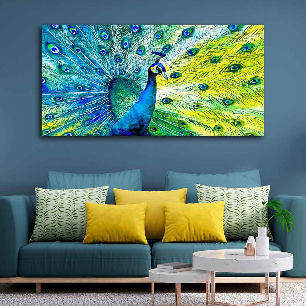 Colorful Peacock Canvas Wall Painting - Image 4