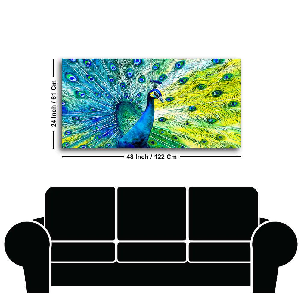 Colorful Peacock Canvas Wall Painting - Image 7