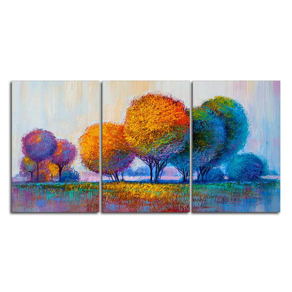 Colorful Round Trees Canvas Wall Painting of 3 Pieces - Image 4