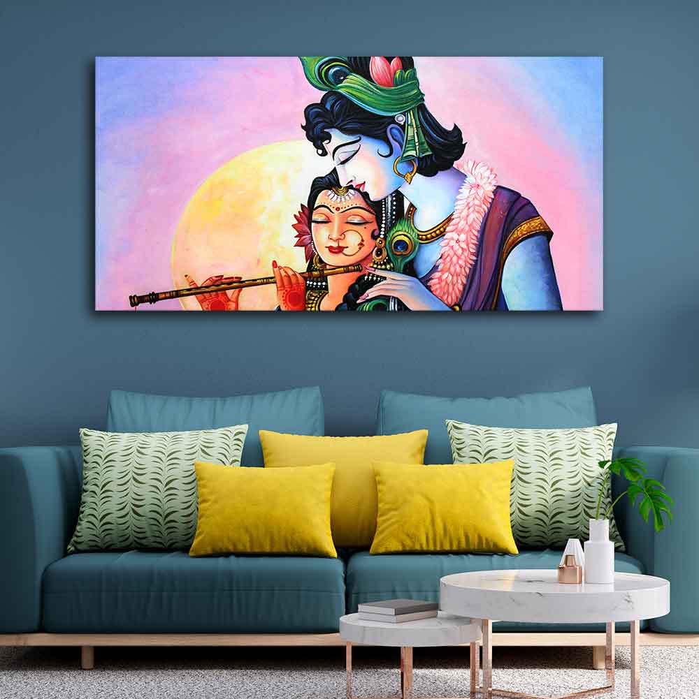 Colorful Wall Painting of Lord Radhe Krishna - Image 4