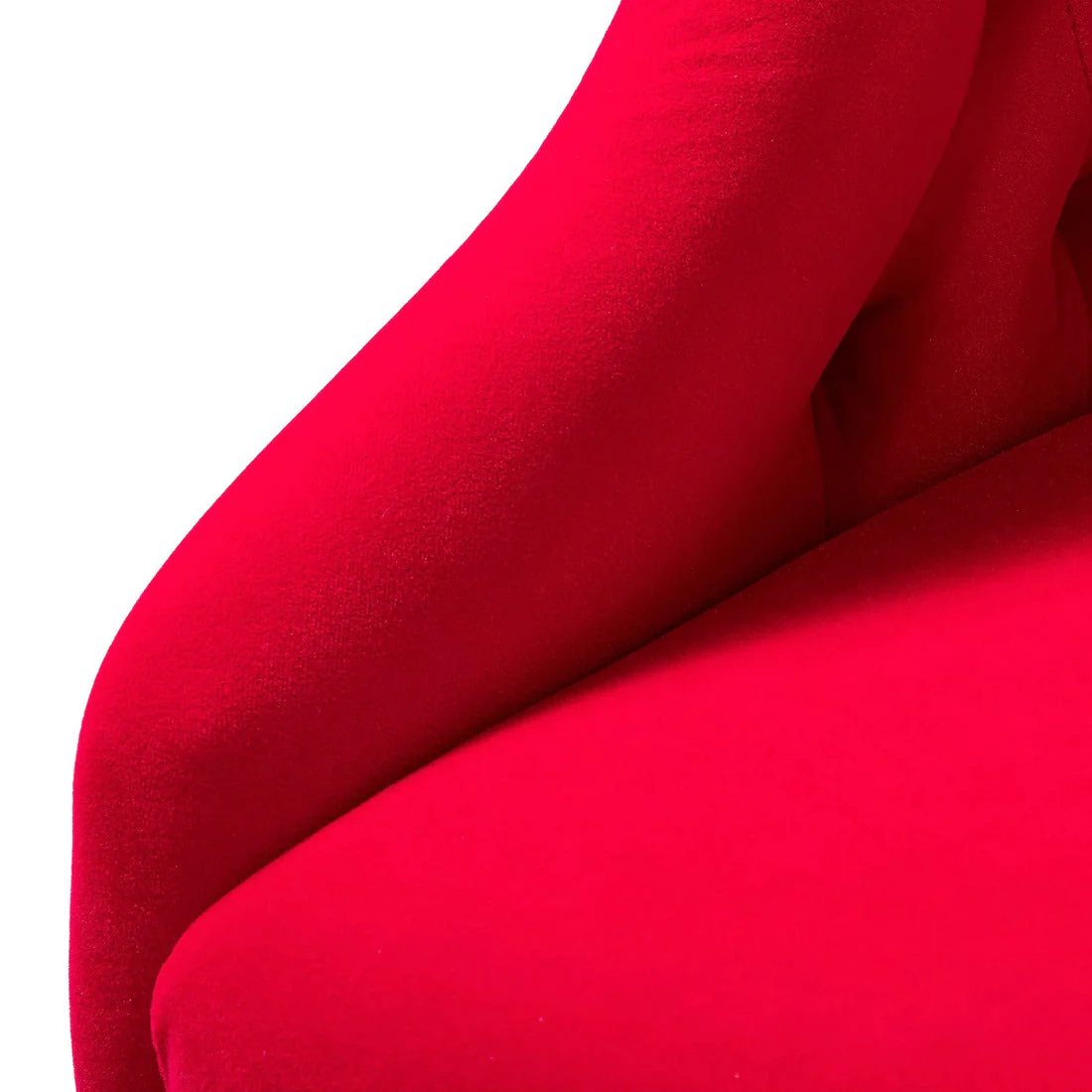 Comfort Tufted Back Red PU Foam Accent Chair with Golden Base - Image 7