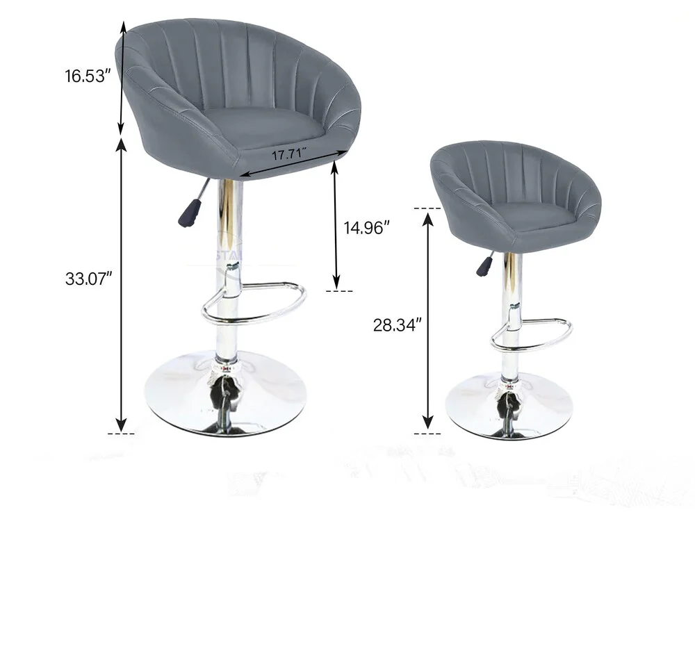Comfy Back Rest Coral Grey Velvet Bar Stool / Long Chair - Image 3