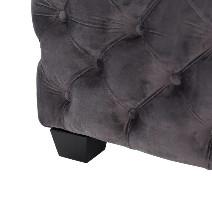 Comfy Square Shape Dark Grey Ottoman with Metal Finish - Image 4