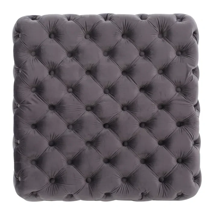 Comfy Square Shape Dark Grey Ottoman with Metal Finish - Image 7