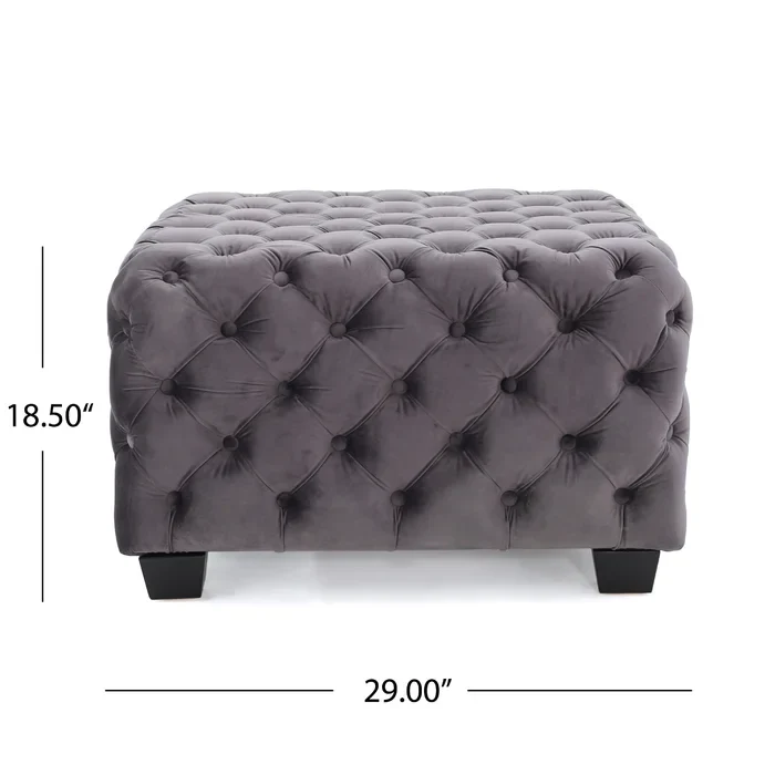 Comfy Square Shape Dark Grey Ottoman with Metal Finish - Image 9
