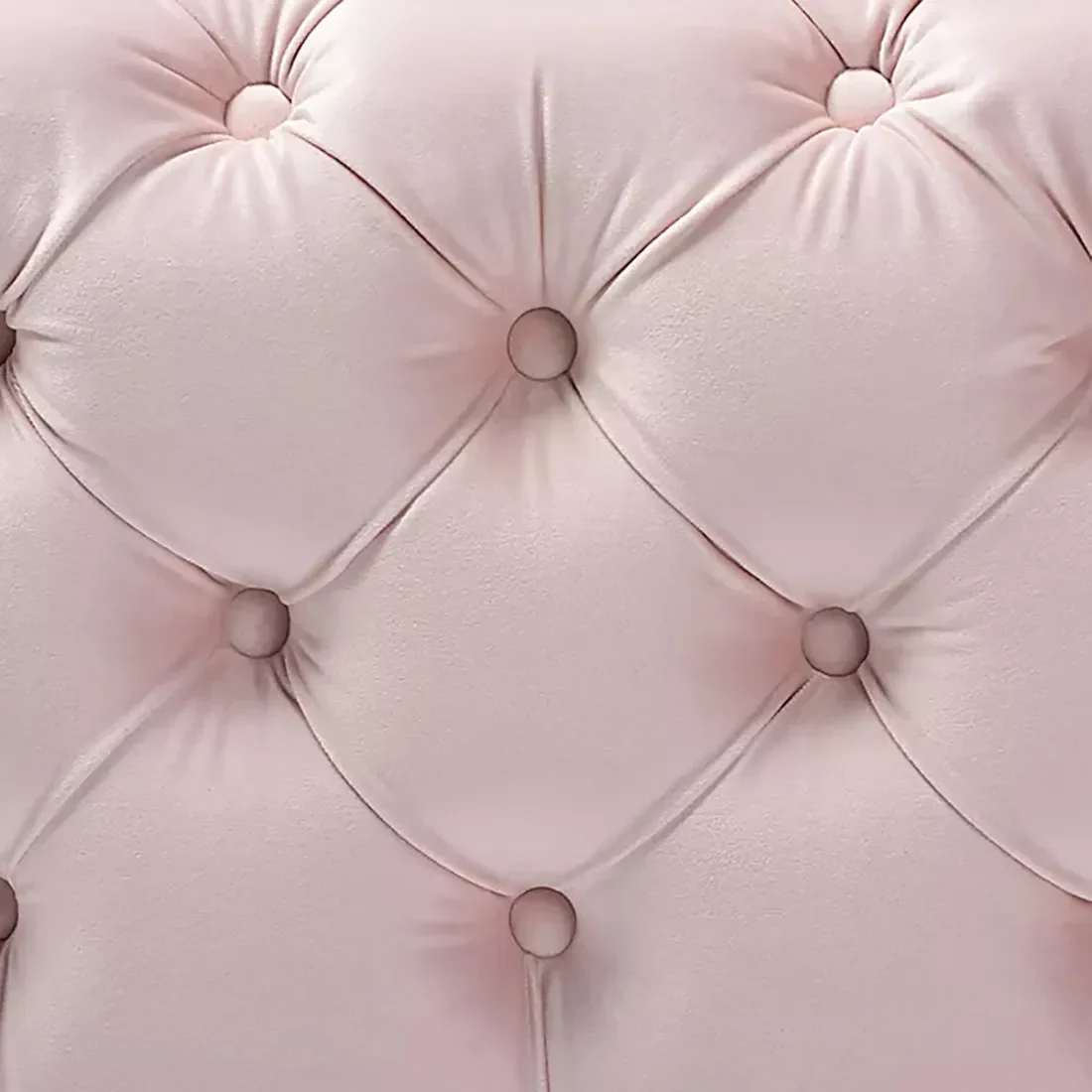 Comfy Square Shape Pink Velvet Ottoman with Golden Metal Finish - Image 3