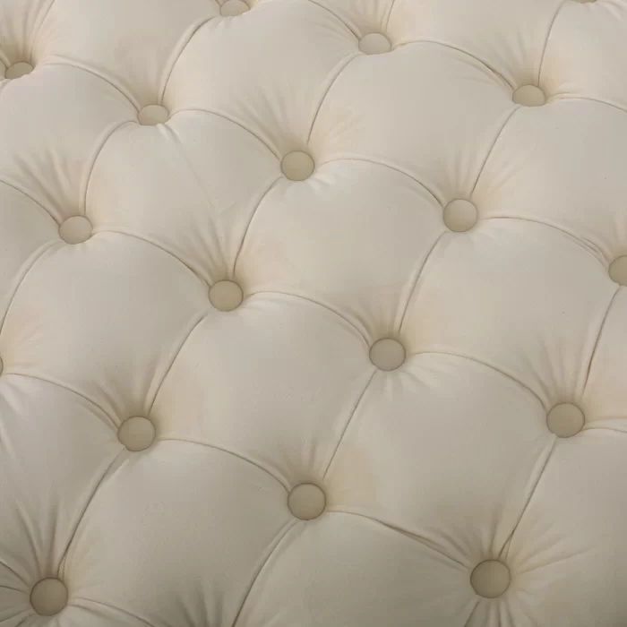 Comfy Square Shape White Color Ottoman with Metal Finish - Image 4