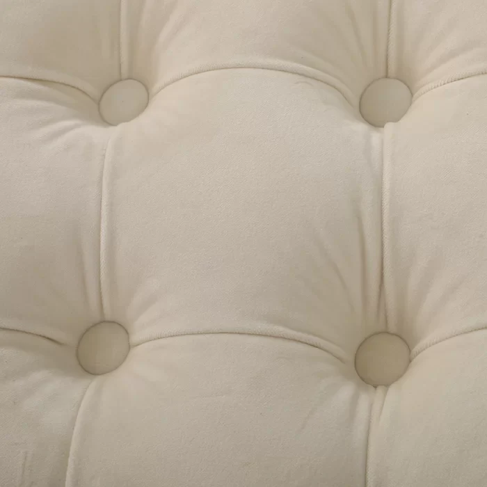 Comfy Square Shape White Color Ottoman with Metal Finish - Image 5