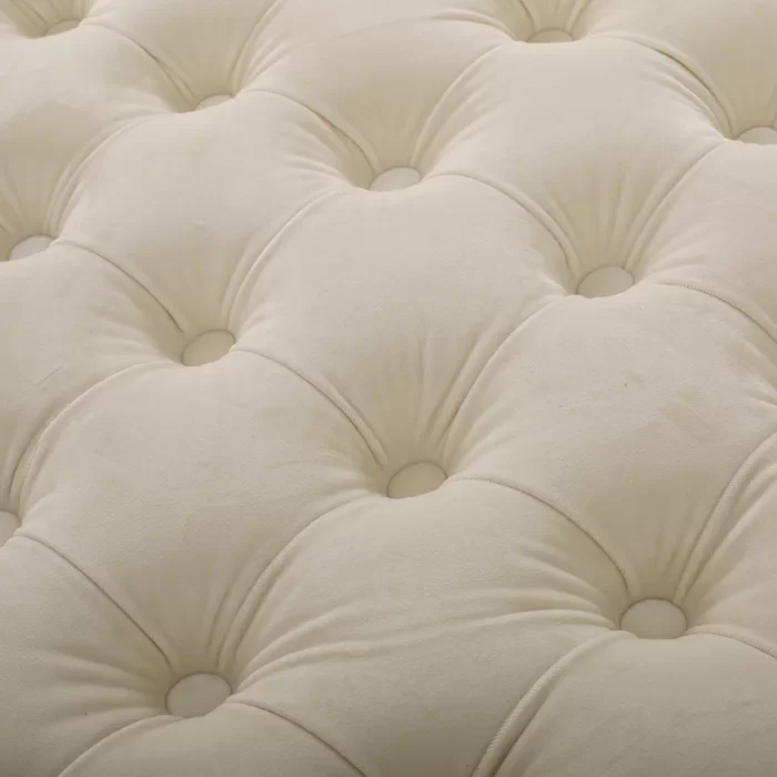 Comfy Square Shape White Color Ottoman with Metal Finish - Image 6