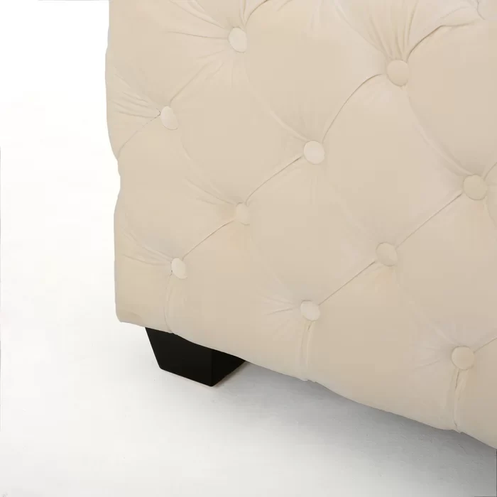 Comfy Square Shape White Color Ottoman with Metal Finish - Image 7