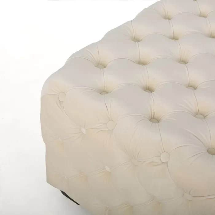 Comfy Square Shape White Color Ottoman with Metal Finish - Image 8