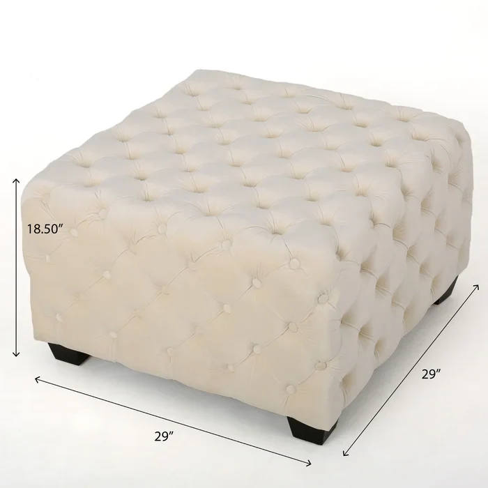 Comfy Square Shape White Color Ottoman with Metal Finish - Image 9