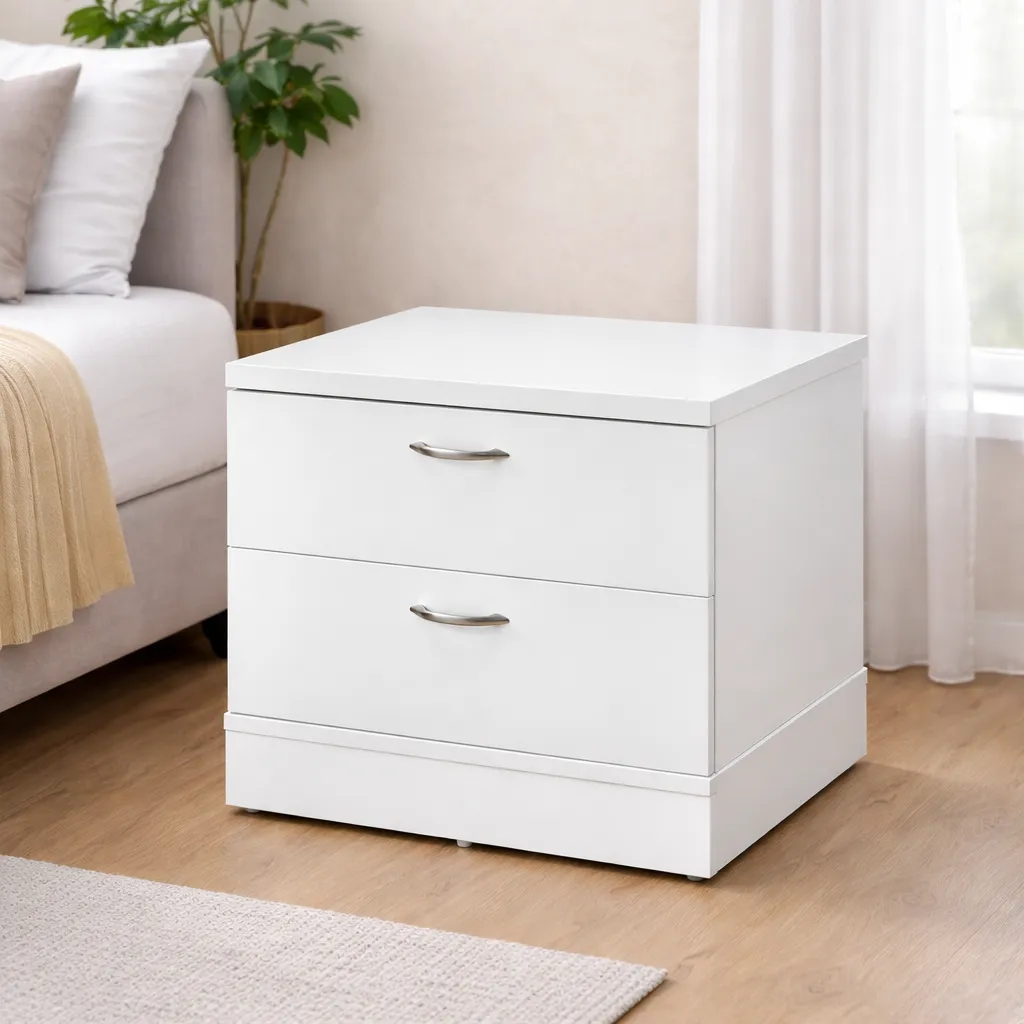Compact Bedside Table with Two Drawers - Image 3