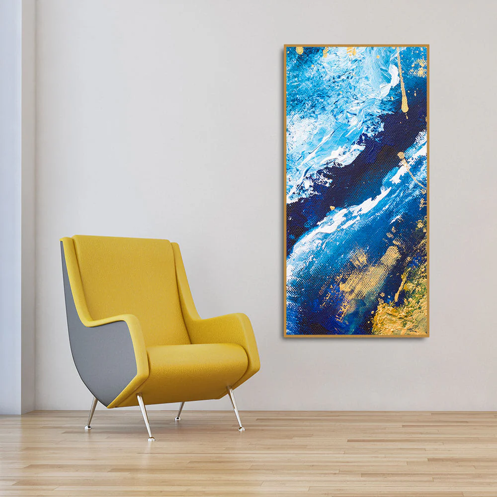 Contemporary Abstract Art Dark Blue Premium Canvas Wall Painting - Image 3