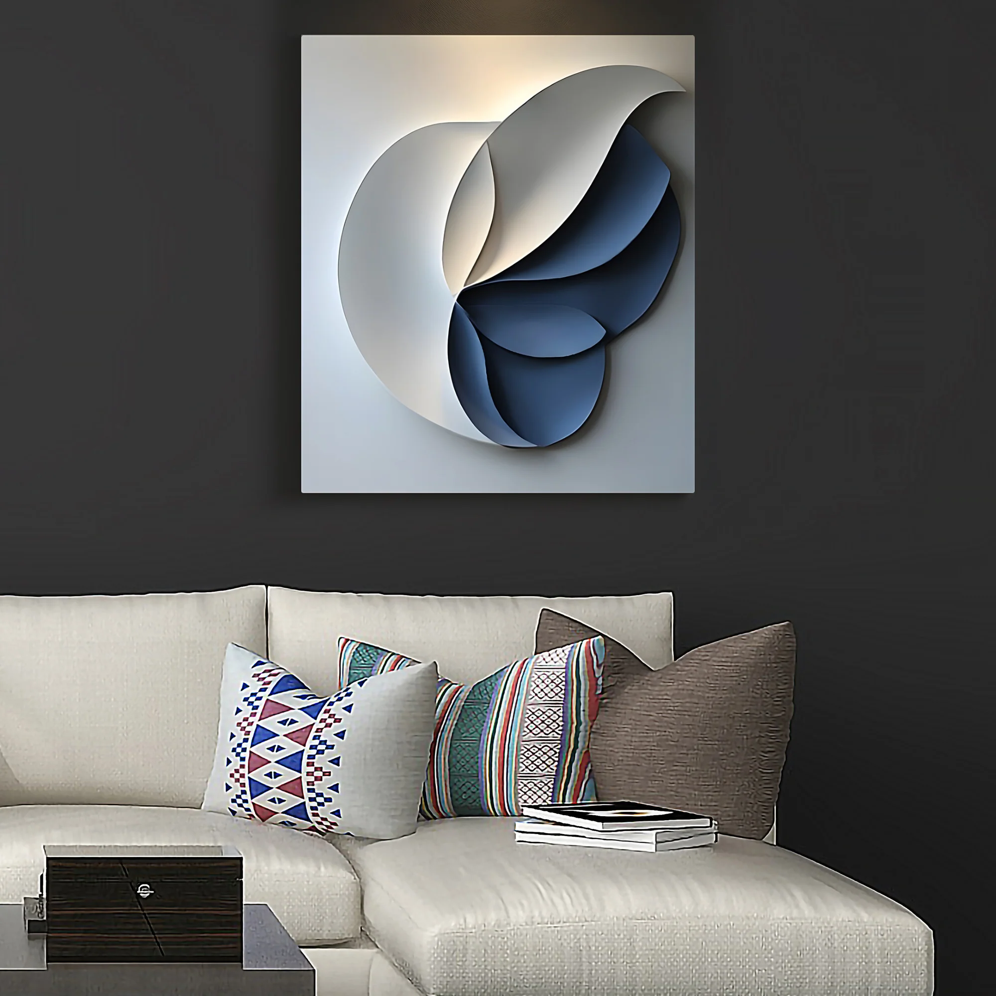 Contemporary Blue and White Petal 3D Wall Art Home Decor - Image 3