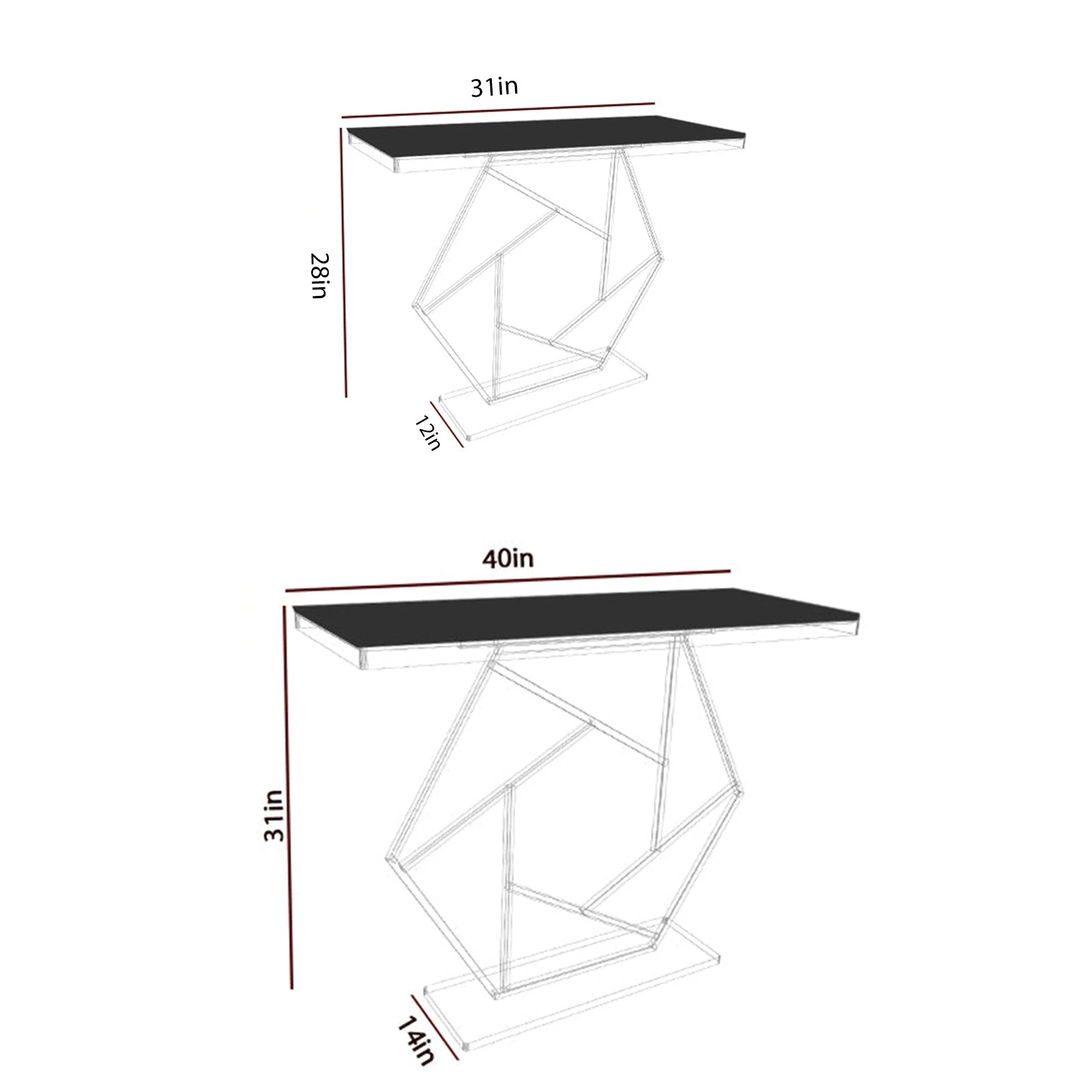 Contemporary Copper Finish Console Table In Hexagonal Design - Image 7